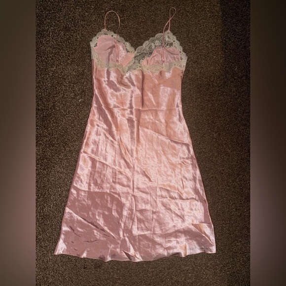 Vintage Victoria Secret Pink Lace Trim Slip Dress - Picture 4 of 5